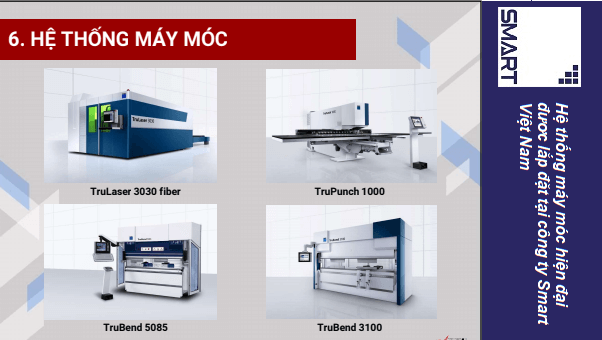 Hệ thống máy móc tại nhà máy Smart Việt Nam