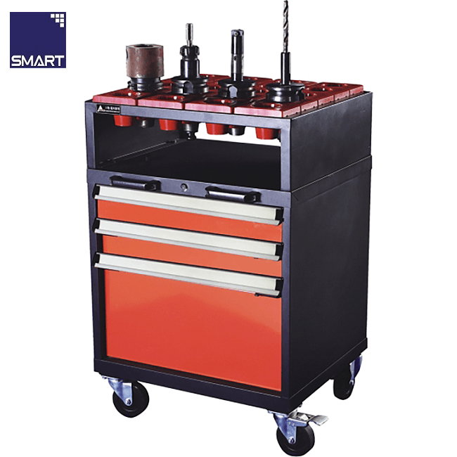 Tủ dụng cụ CNC luôn có bánh xe đẩy và các ngăn phân loại từng loại dụng cụ